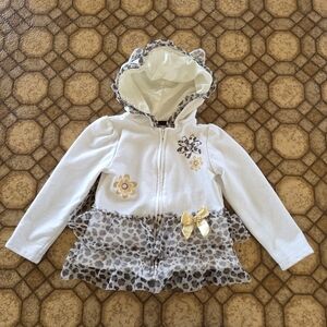Wonderkids Cream Jacket with Leopard Print Ears and Bow